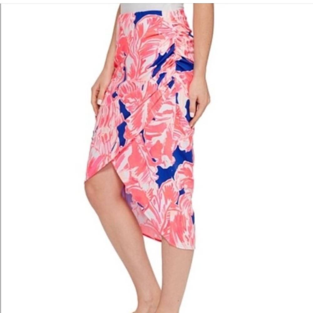 Lilly Pulitzer S Palmer Faux Wrap Skirt Beach Bliss Tiki Pink